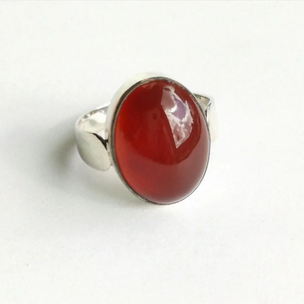 Sterling Silver Carnelian ring size 9.5 Unisex design - Picture 7 of 8